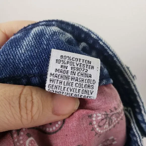 Women's Kreamy Denim Red Kerchief Bandana Pockets Distressed Cuff Off Shorts LRG - Picture 8 of 10